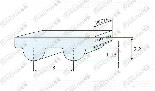 HTD3M型聚氨酯开口带齿形图